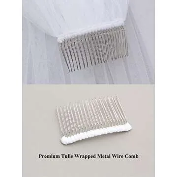 SAMKY 1T 1 Tier Hemmed Pencil Edge Bridal Wedding Veil -Light Ivory Shoulder Length 25" V523