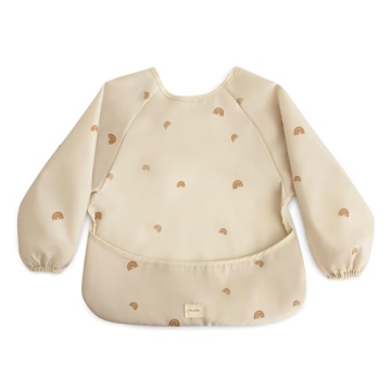 Mushie Long Sleeve Baby Bib - Mess Free & Waterproof 6-24 Months (Rainbows)