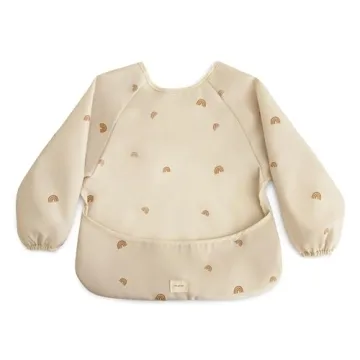 Mushie Long Sleeve Baby Bib - Mess Free & Waterproof 6-24 Months (Rainbows)