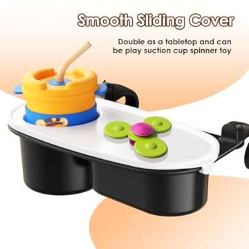 Universal Stroller Snack Tray with Cup Holder and Dust Cover for Easy Feeding