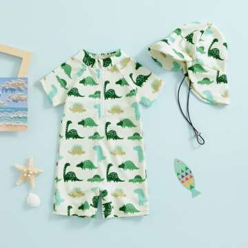 Newbgclo Infant Baby Boy Girl One Piece Swimsuit Long/Short Sleeve Zipper Bathing Suit Toddler Rash ...