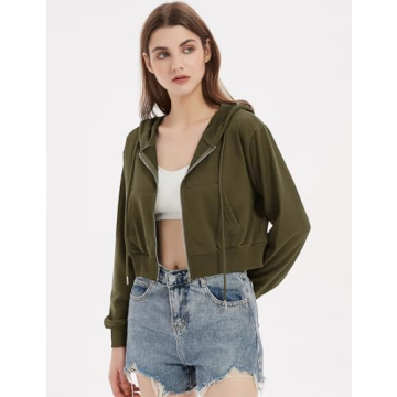 Chic Yimoon Zip Up Hoodie for Women - Cropped & Comfortable