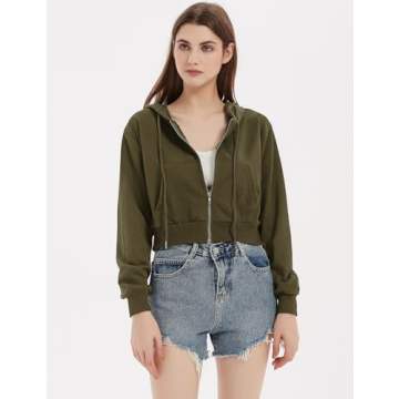 Chic Yimoon Zip Up Hoodie for Women - Cropped & Comfortable