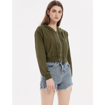 Chic Yimoon Zip Up Hoodie for Women - Cropped & Comfortable