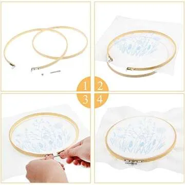 3 Pack Embroidery Starter Kit Embroidery Model, Include Pattern and Instructions, Full Range of Embroidery Tools, 3 Bamboo Embroidery Hoop, Color Threads Needle Kit (Flowers- Rose - Deer)
