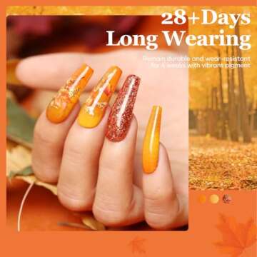 Modelones 20 Colors Gel Nail Polish Kit, Fall Pink Brown Nude Orange Gel Polish Set with Glitter, Gl...