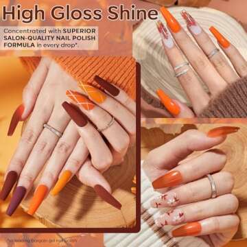Modelones 20 Colors Gel Nail Polish Kit, Fall Pink Brown Nude Orange Gel Polish Set with Glitter, Glossy and Matte Top Base Coat Home DIY Manicure Nail Art Design Gifts