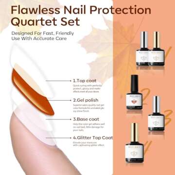 Modelones 20 Colors Gel Nail Polish Kit, Fall Pink Brown Nude Orange Gel Polish Set with Glitter, Glossy and Matte Top Base Coat Home DIY Manicure Nail Art Design Gifts