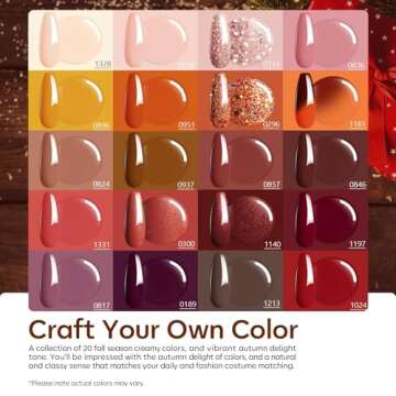Modelones 20 Colors Gel Nail Polish Kit, Fall Pink Brown Nude Orange Gel Polish Set with Glitter, Glossy and Matte Top Base Coat Home DIY Manicure Nail Art Design Gifts