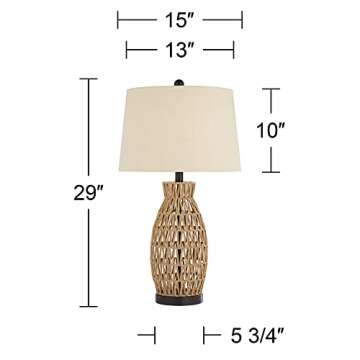 San Carlos Coastal Table Lamps Set of 2 Natural Rattan