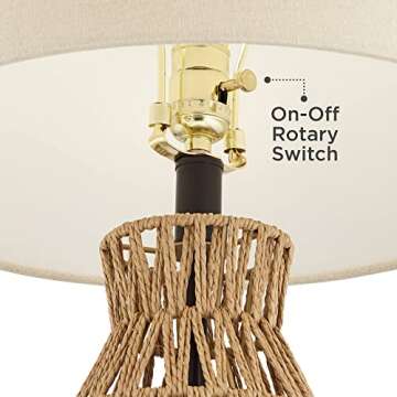 San Carlos Coastal Table Lamps Set of 2 Natural Rattan