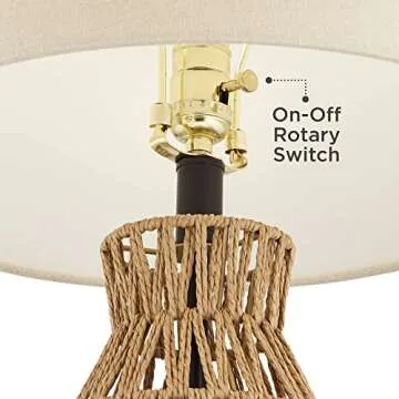 San Carlos Coastal Table Lamps Set of 2 Natural Rattan