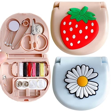 FKOG 2Pcs Mini Sewing Project Kit, Portable Travel Sewing Kits Family Sewing Supplies Repair Kit Sew...