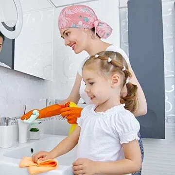 Honoson 6 Pcs Scrub Caps Women Nursing Hats with Buttons Adjustable Bouffant Nurse Hats Ponytail Holder Bouffant Turban(Fresh Patterns) Multi-Color