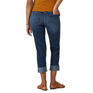 Riders by Lee Indigo Women's Modern Collection Roll Cuff Straight Leg Denim Cropped Jean, mid wash, 10 AVG