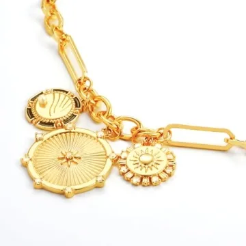 18K Gold Sun Mountain River Pendant Necklace for Women
