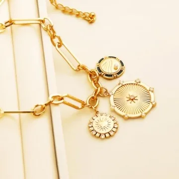 18K Gold Sun Mountain River Pendant Necklace for Women