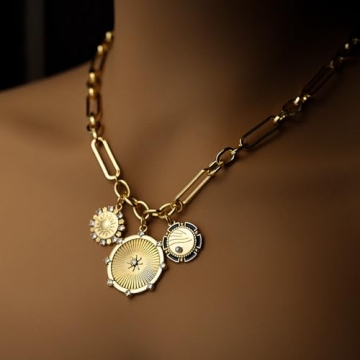 18K Gold Sun Mountain River Pendant Necklace for Women