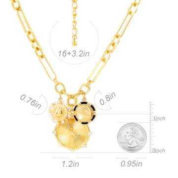 18K Gold Sun Mountain River Pendant Necklace for Women
