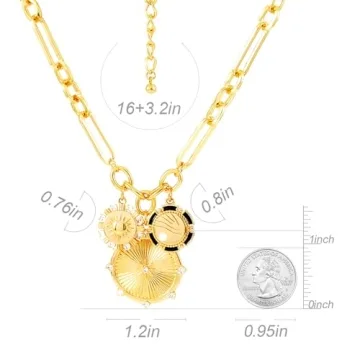 18K Gold Sun Mountain River Pendant Necklace for Women