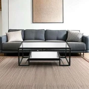 Henn&Hart 45" Wide Rectangular Coffee Table in Blackened Bronze, Modern coffee tables for living room, studio apartment essentials