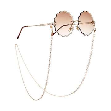 POYDORA Eyeglass Chains for Women Necklace Pearl Beaded Eyewear Glasses Reading Glasses Cords Glasses Holder Strap Lanyards Eyewear Retainer (Style 01)