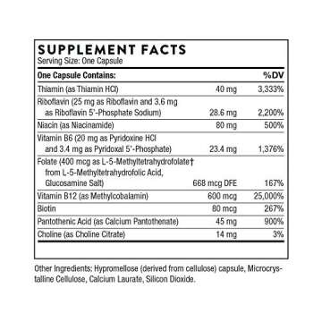 THORNE B-Complex #12 - Vitamin B Complex with Active B12 and Folate - 60 Capsules