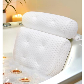 Bath Pillow, Bathtub Pillow with Anti-Slip Suction Cups, 4D Mesh Soft Spa Bath Tub Pillow Headrest, ...
