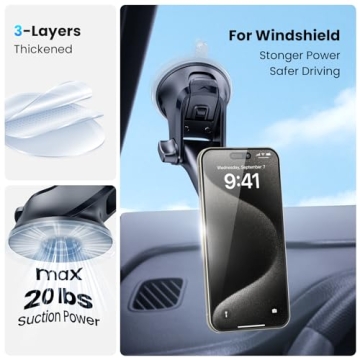 APPS2Car Magnetic Phone Mount with Strong Suction Cup
