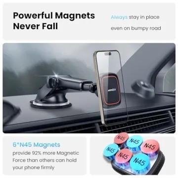 APPS2Car Magnetic Phone Mount with Strong Suction Cup