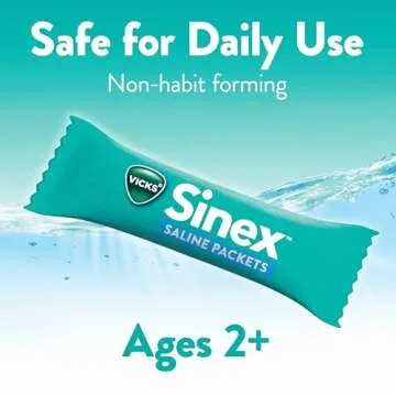 Vicks Sinex Saline Nasal Rinse Starter Kit, Drug Free Saline, Flush Out Mucus and Allergens, Fast & Effective Relief for Everyday Congestion from Sinus & Allergy, 1 Bottle + 30 Refill Packets