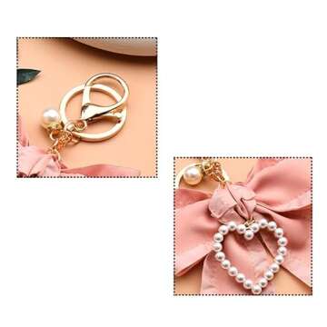 YangQian Bow Charm Keychain for Women Girls Bowknot Keychain Charm for Bag Purse Handbag Backpack Charms for Women Girls Keychain Accessories with Bows Charm Pink