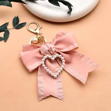 YangQian Bow Charm Keychain for Women Girls Bowknot Keychain Charm for Bag Purse Handbag Backpack Charms for Women Girls Keychain Accessories with Bows Charm Pink