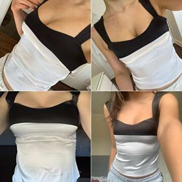 ANKOMINA Women's Satin Plunge Tube Crop Tops Sexy Y2K Sleeveless Backless Cami Vest Top Streetwear White