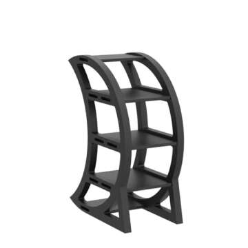 CEFRECO Wooden Crystal Display Shelf - Crystal Holder for Stones and Essential Oil - Black Witchy Decor Crescent Moon Phrase Decorative Shelves for Table Top - Unique Crystal Shelf Display Stand