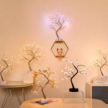 Noahfun Firefly Bonsai Tree Light - 20 inch Fairy Light Spirit Tree Lamp with 108 LED Lights - USB/Battery Touch Switch,Deco of Children's Room,Bedroom,Living Room,Party Wedding and Christmas