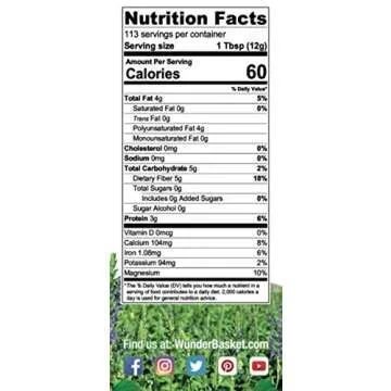 Wunder Basket Organic Chia Seeds Black, 3 LB Jar, w/Scoop - Raw, Non-GMO, Vegan