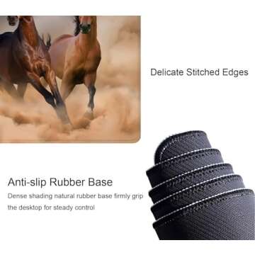Mouse Pad Gaming, Large Mouse Pads for Desk, Keyboard Mouse Mat Desk Pad, Non-Slip Rubber Base with Stitched Edges Mousepad, 31.5x11.8 inch Horses