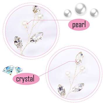 Syhood 6 Pieces Pearl Crystal Bridal Hair Pins Rhinestone Flower Wedding Hair Pins Prom Accessory for Women Wedding Hairstyles(Silver)