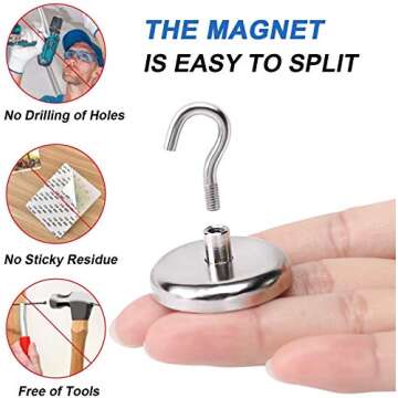 LOVIMAG 100LBS Heavy Duty Magnetic Hooks, Strong Neodymium Magnet Hooks for Hanging, Rare Earth Magnets with Hooks for Locker Accessories, Kitchen, Classroom, Office, Ceiling,Cruise Cabins, etc-12pcs