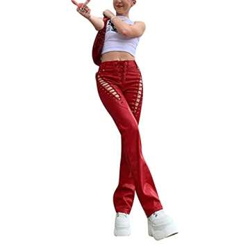 Trendy Faux Leather High Waisted Straight Pants for Women