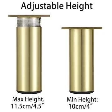 Sumnacon 4PCS Aluminium Alloy Furniture Legs - Round Adjustable Sofa Legs Furniture Cabinet Legs, 4 Inch Funiture Feet for Cabinet Desk Table Chair Sofa Bed, Gold