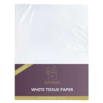 White Tissue Paper 14"x20" 96 Pack, for Gifts, Games, Birthdays, Easter, Mothers Day, Graduations, G...