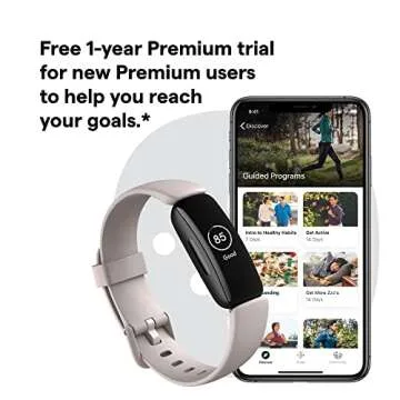 Fitbit Inspire 2 Health & Fitness Tracker with a Free 1-Year Premium Trial, 24/7 Heart Rate, Lunar White, One Size (S & L Bands Included)