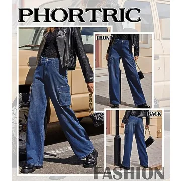 High Waisted Wide Leg Cargo Jeans Y2K Streetwear Pants