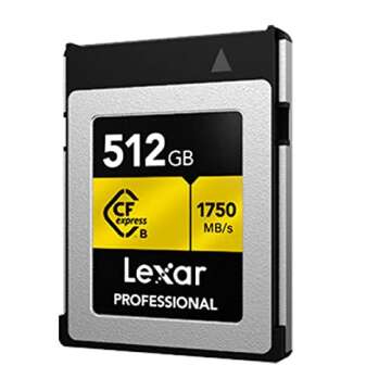 Lexar Professional 512GB CFexpress Type B Memory Card, Up To 1750MB/s Read, Raw 4K Video Recording, Supports PCIe 3.0 and NVMe (LCFX10-512CRBNA)