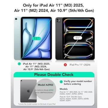 ESR for iPad Air 11 Inch Case M2(2024), iPad Air 6th/5th/4th Gen Case (2024/2022/2020), Removable Ma...