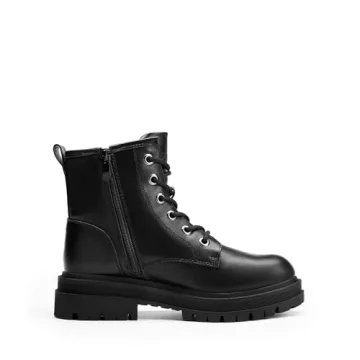 DREAM PAIRS Black Strong-5 Lace-up Platform Combat Boots Ankle Booties for Women Size 7