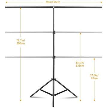 LOMTAP Backdrop Stand 4.9ftx6.6ft/1.5x2m Photography Adjustable T-Shape Backgrounds Stand Backdrop S...