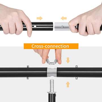 LOMTAP Backdrop Stand 4.9ftx6.6ft/1.5x2m Photography Adjustable T-Shape Backgrounds Stand Backdrop Support System Kit with Backdrop (Green,Withe,Black) 6 Clips Carrying Bag for Video Studio Shooting